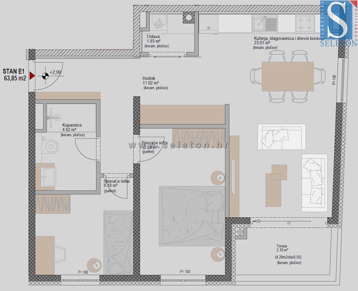 Istria, Poreč-Parenzo, appartamento di 64 m2 in un moderno edificio di nuova costruzione, 1. piano