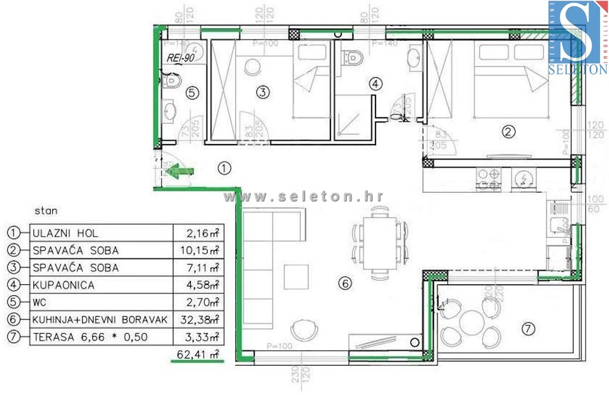 Poreč-Parenzo - appartamento in costruzione di 62 m2, 1° piano, 2 posti auto, ASCENSORE