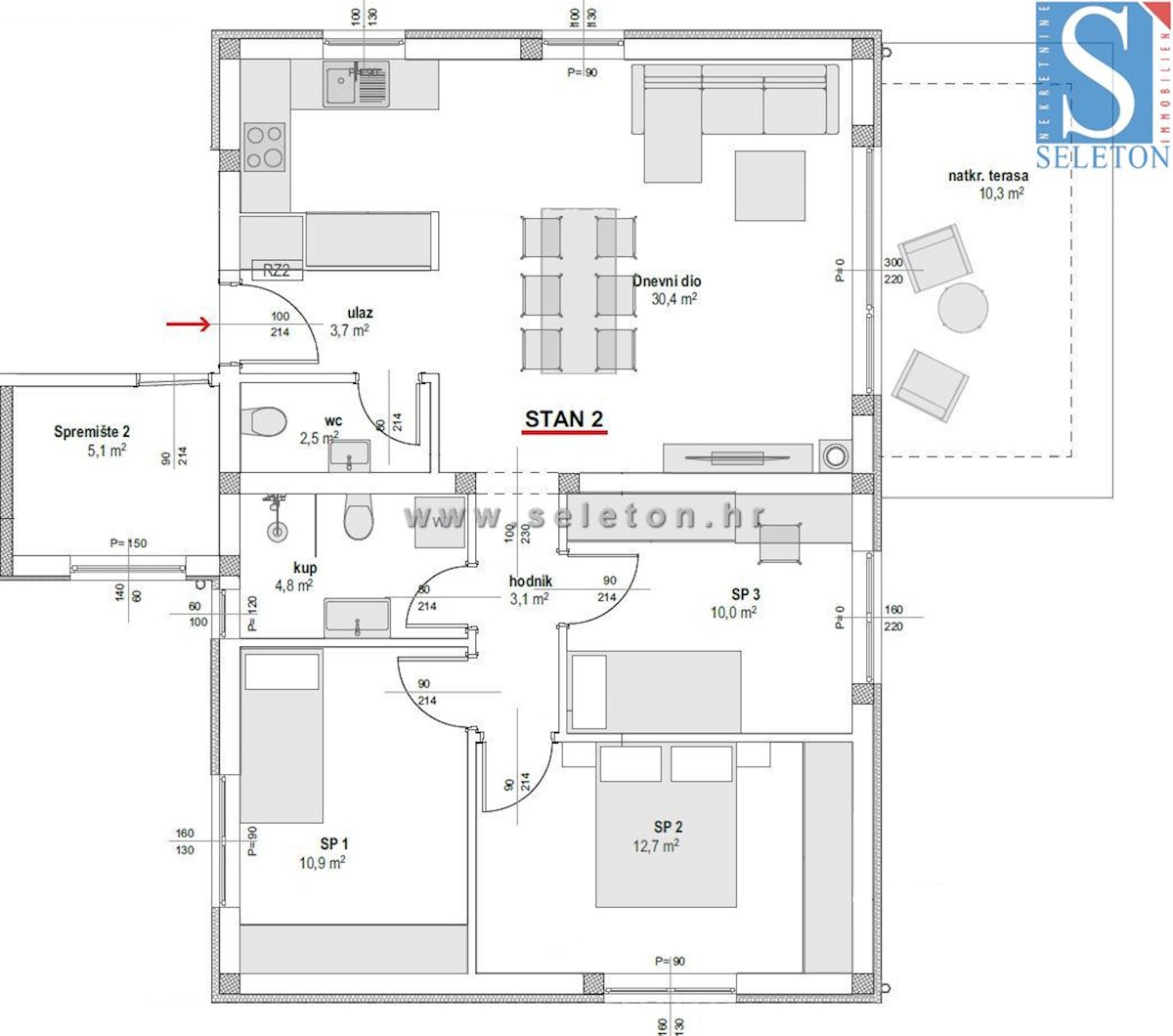 Nuovo appartamento nelle vicinanze di Parenzo di 94 m2 con giardino privato di 161 m2 