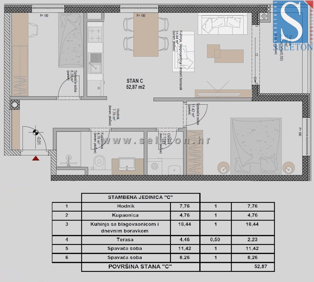 Istria, Poreč-Parenzo, appartamento di 53 m2 in un moderno edificio di nuova costruzione, 2 camere da letto