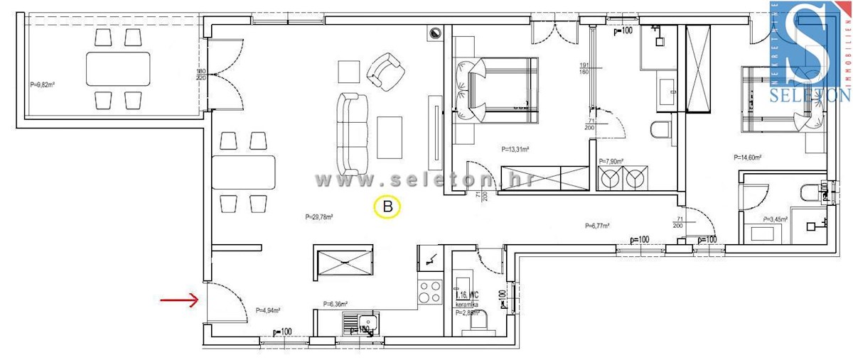 Poreč-Parenzo, appartamento in costruzione di 95 m2 con giardino privato di 115 m2, a circa 800 m dal mare (in linea d'aria)