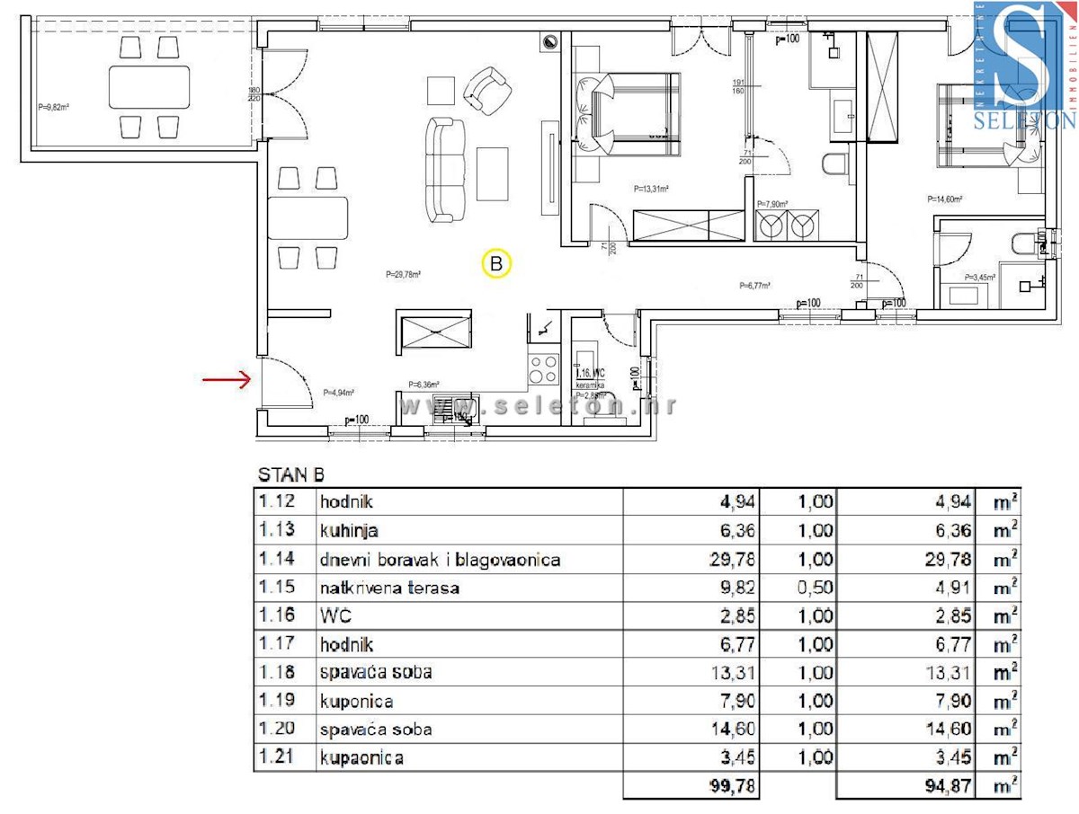 Poreč-Parenzo, appartamento in costruzione di 95 m2 con giardino privato di 115 m2, a circa 800 m dal mare (in linea d'aria)