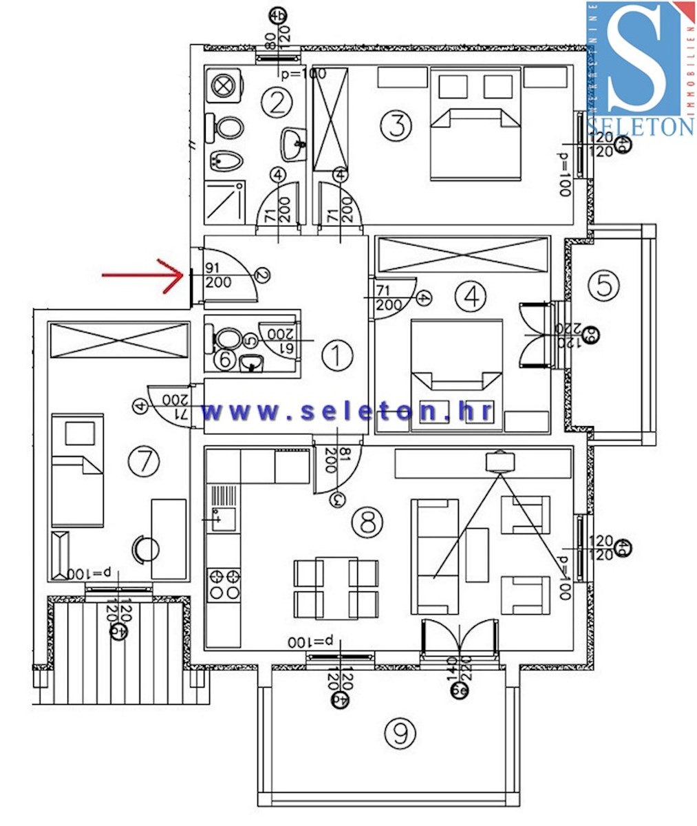 Appartamento a Parenzo di 82 m2 con vista mare