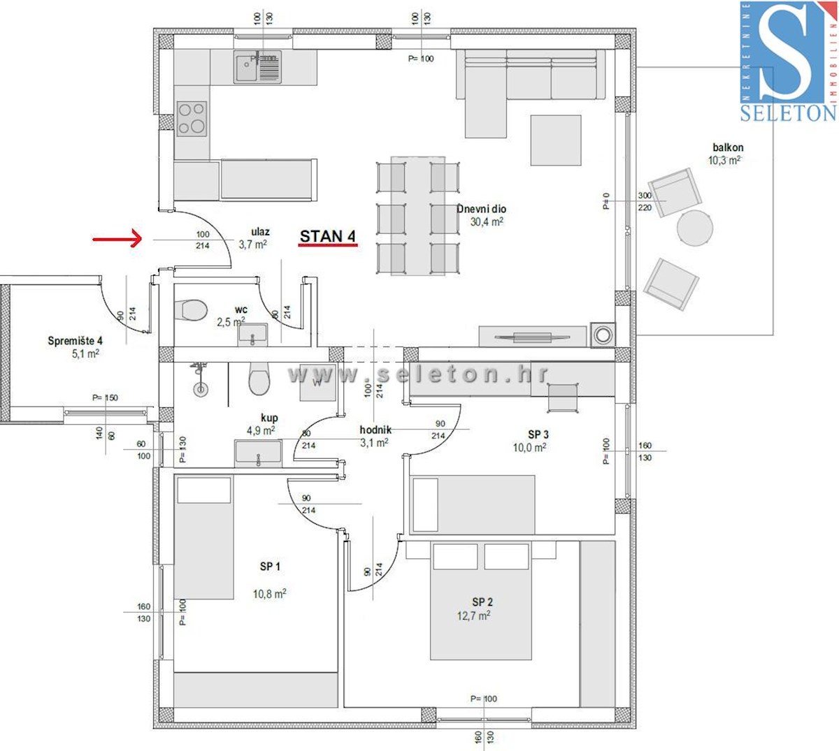 Nuovo appartamento nelle vicinanze di Parenzo di 94 m2 con una grande terrazza sul tetto di 84 m2