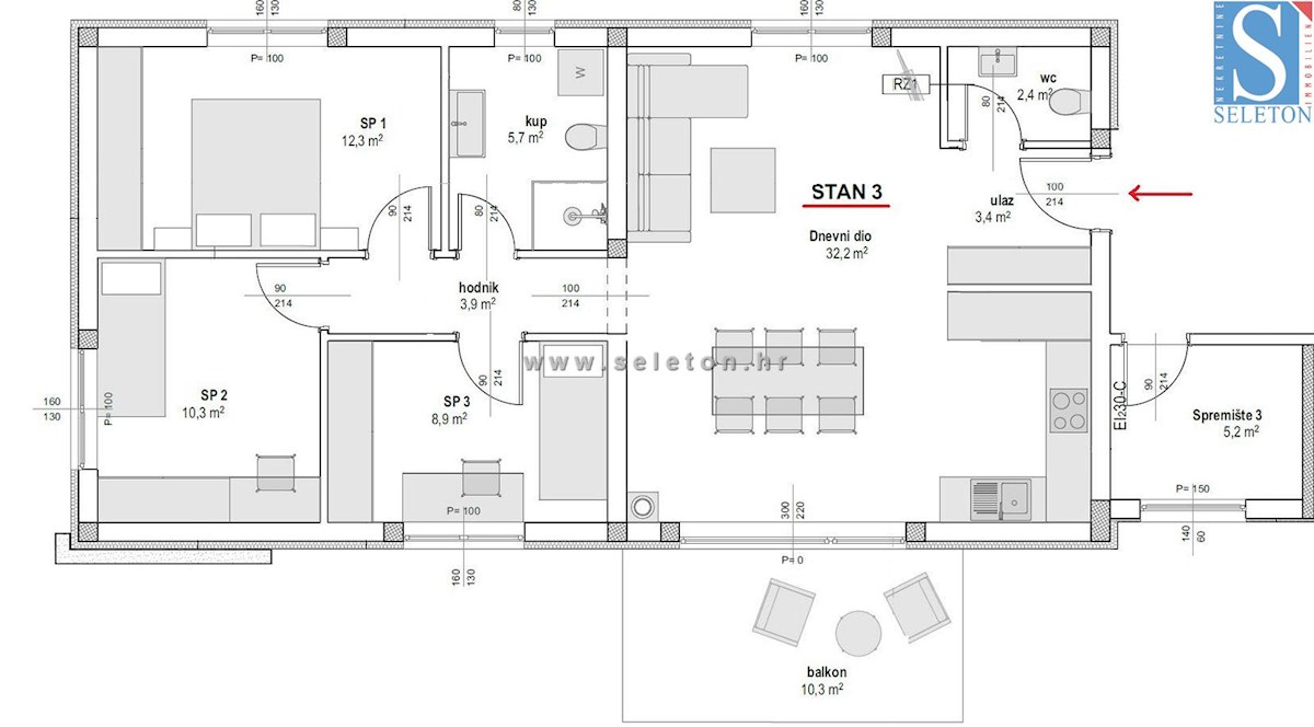 Nuovo appartamento nelle vicinanze di Poreč-Parenzo di 86 m2 con una grande terrazza sul tetto di 86 m2