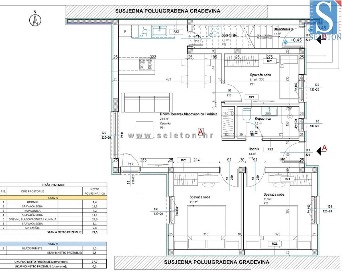 Poreč-Parenzo - dintorni, appartamento in costruzione di 75 m2 con giardino di 135 m2, 2 posti auto