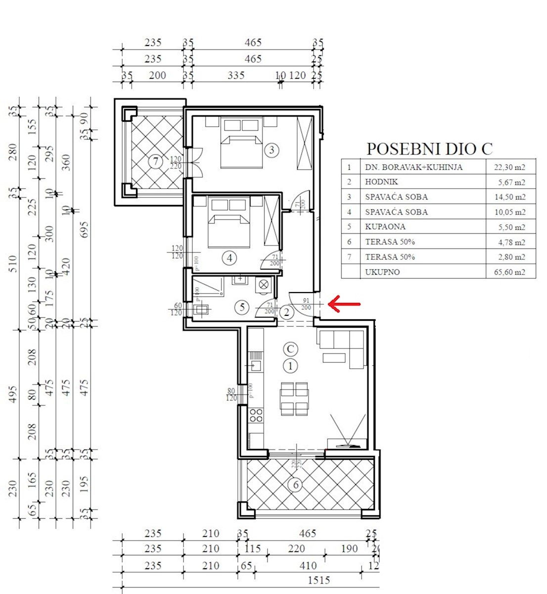 Poreč - dintorni, nuovo appartamento di 66 m2, 2 terrazze