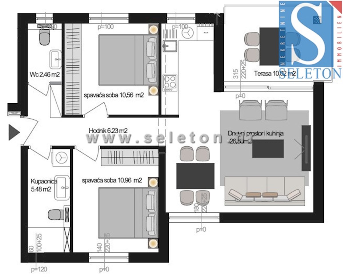 Nuovo appartamento di 67 m2 con vista mare, ASCENSORE, 2 posti auto - in costruzione