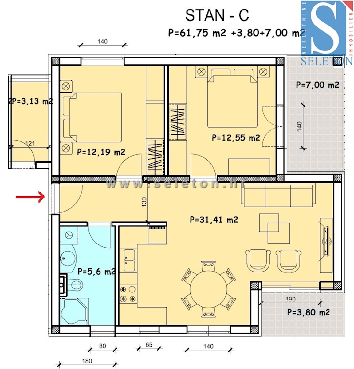 Istria, Poreč-Parenzo, nuovo appartamento di 73 m2, 1° piano - in costruzione