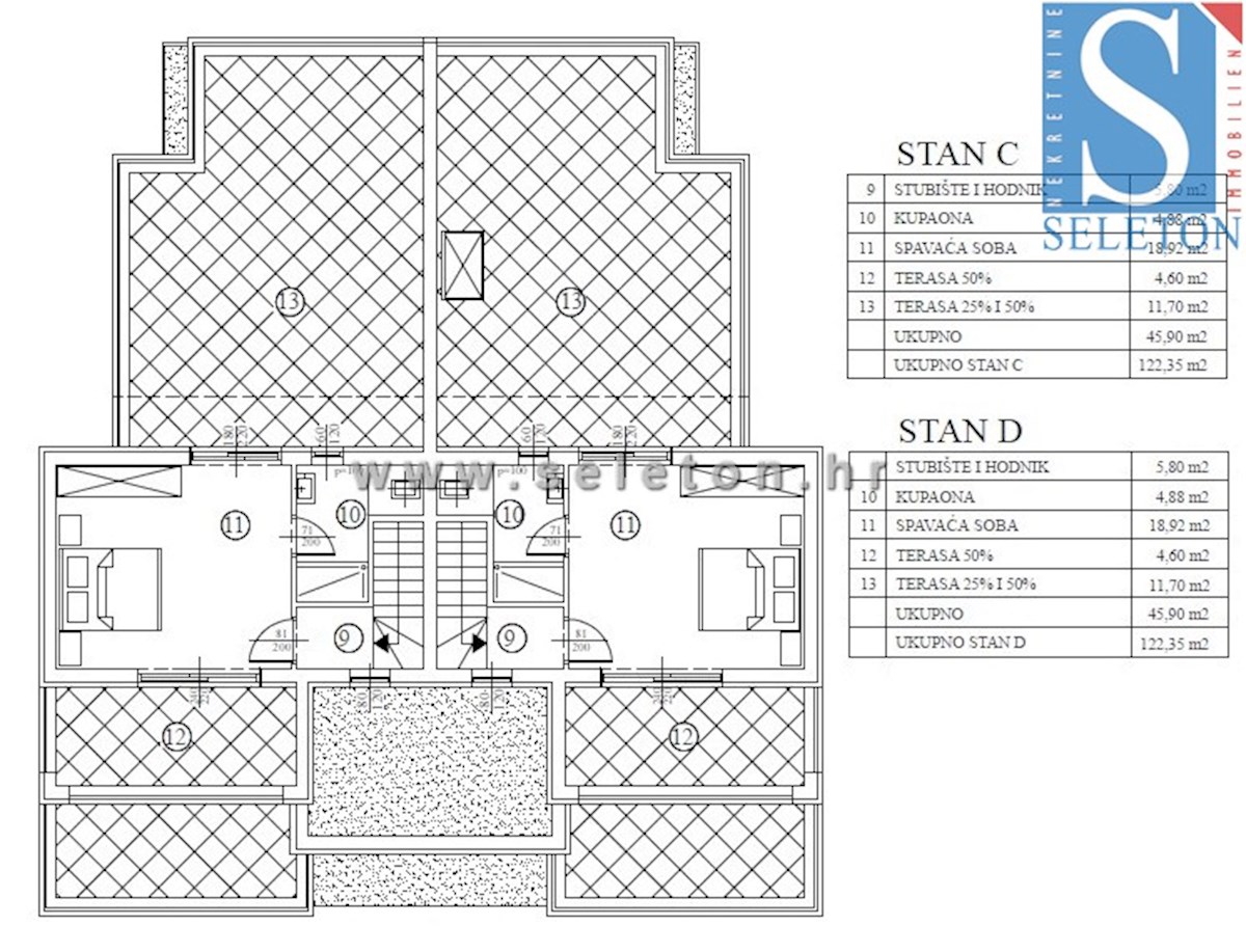 Appartamento su due piani di 122 m2 nelle vicinanze di Poreč-Parenzo con ampio terrazzo e vista mare