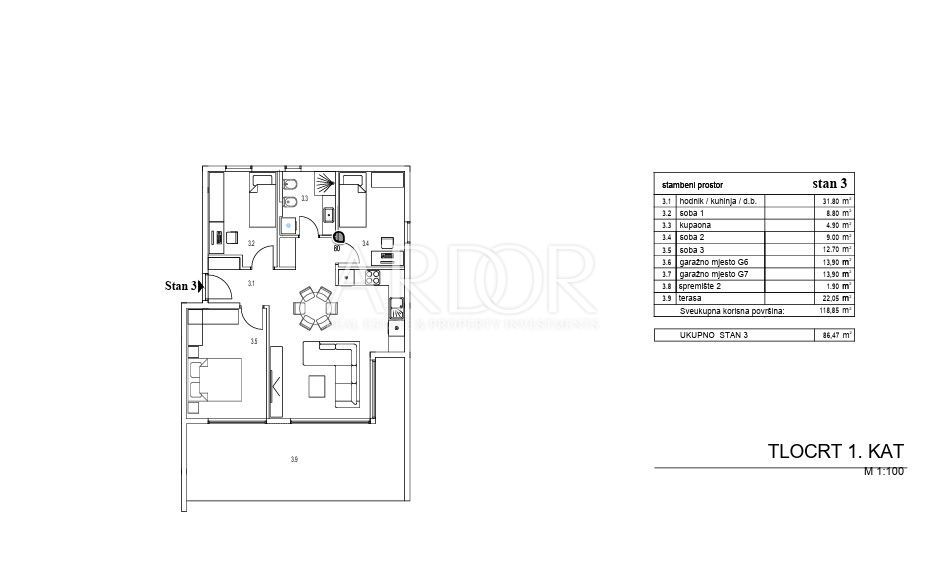 Appartamento Kantrida, Rijeka, 86,47m2
