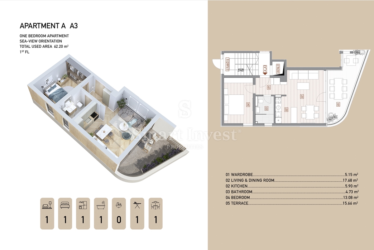 ABBAZIA - CENTRO, lussuoso appartamento bilocale con terrazza