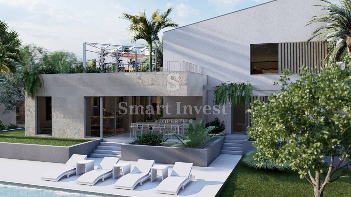 KRK - MALINSKA, villa moderna con piscina, palestra e vista mare (E)