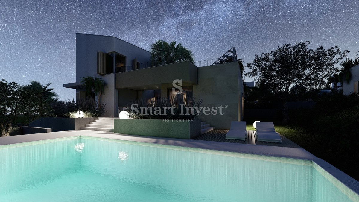 KRK - MALINSKA, villa moderna con piscina, palestra e vista mare (E)