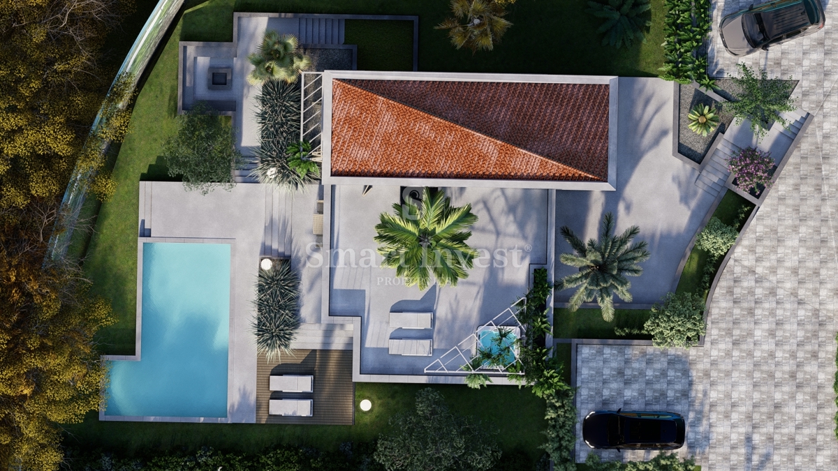 KRK - MALINSKA, villa moderna con piscina, palestra e vista mare (E)