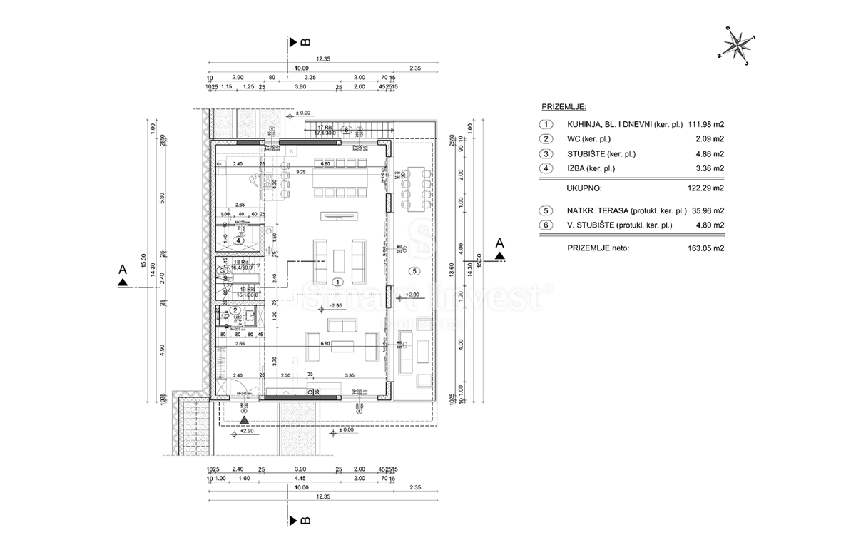 IČIĆI - POLJANE, terreno con permesso di costruzione per villa con piscina (A)