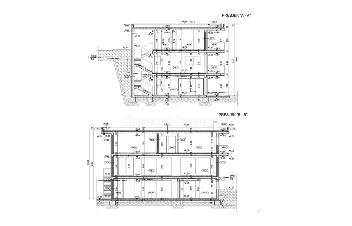IČIĆI - POLJANE, terreno con permesso di costruzione per villa con piscina (A)