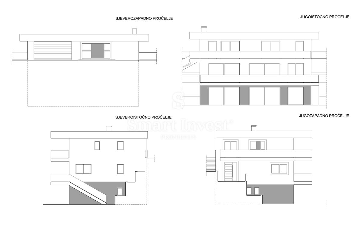 IČIĆI - POLJANE, terreno con permesso di costruzione per villa con piscina (A)