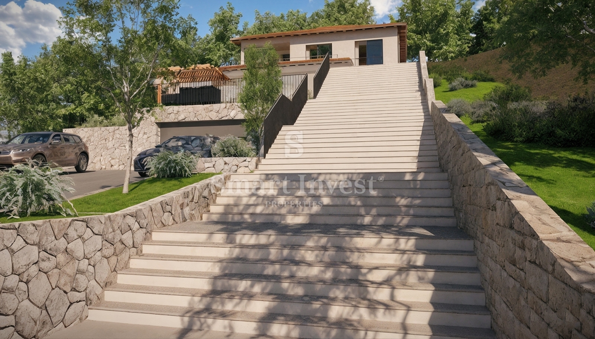 LOVRAN, terreno con permesso di costruire per una casa, vista mare