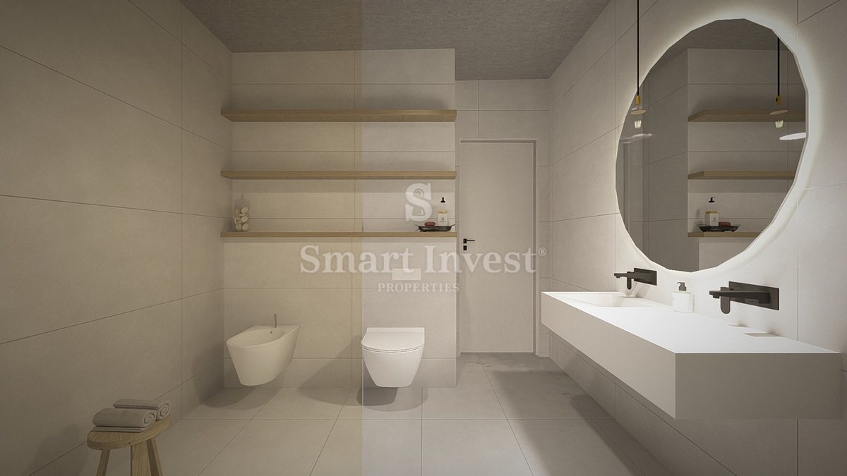 IČIĆI, appartamento trilocale con giardino e vista mare in un nuovo edificio con garage