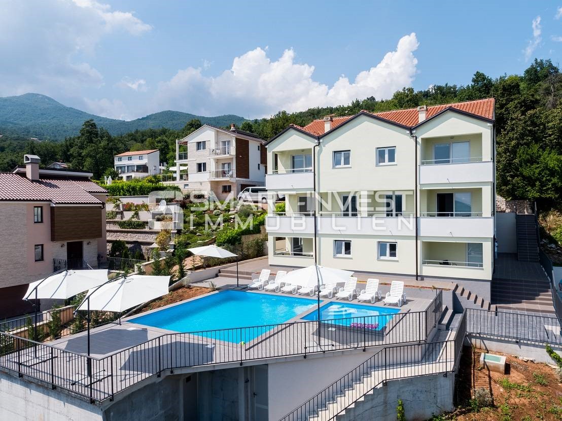 IČIĆI, 4-bedrooms apartment in new building with pool and sea view