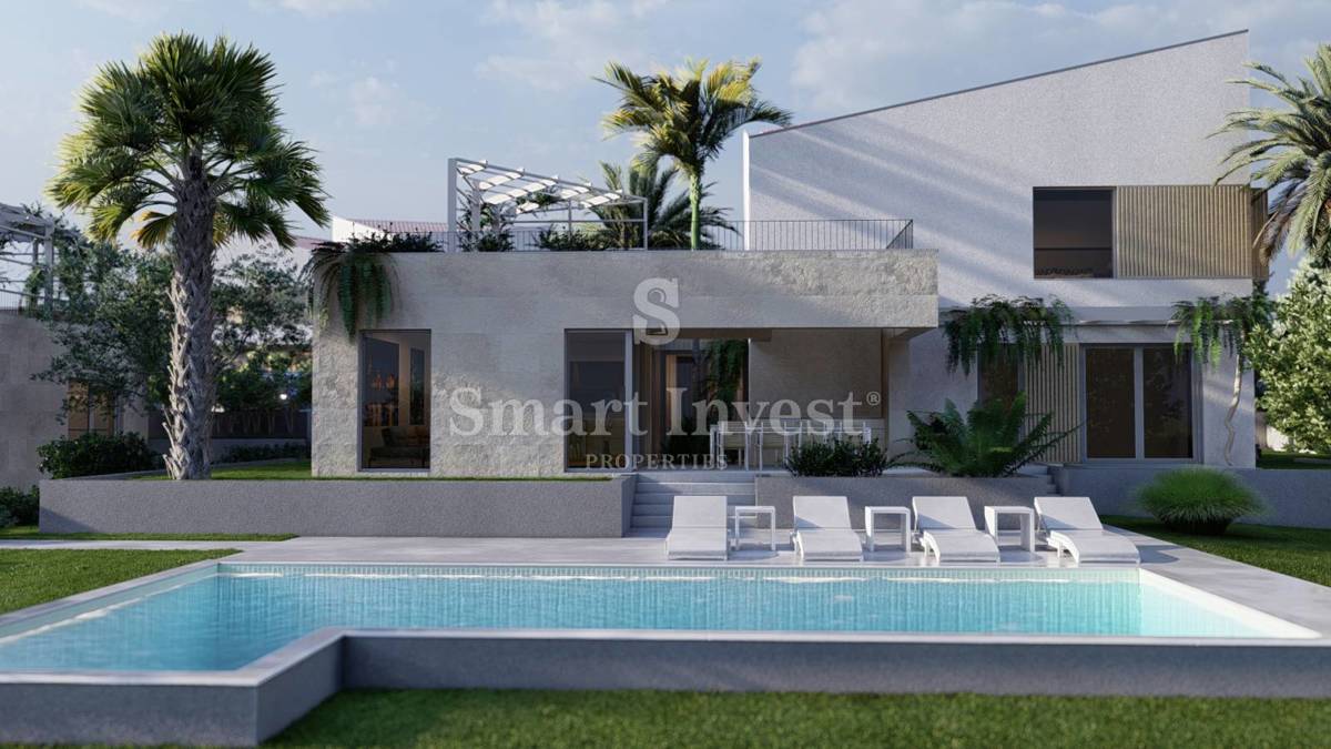 KRK - MALINSKA, villa moderna con piscina, palestra e vista mare