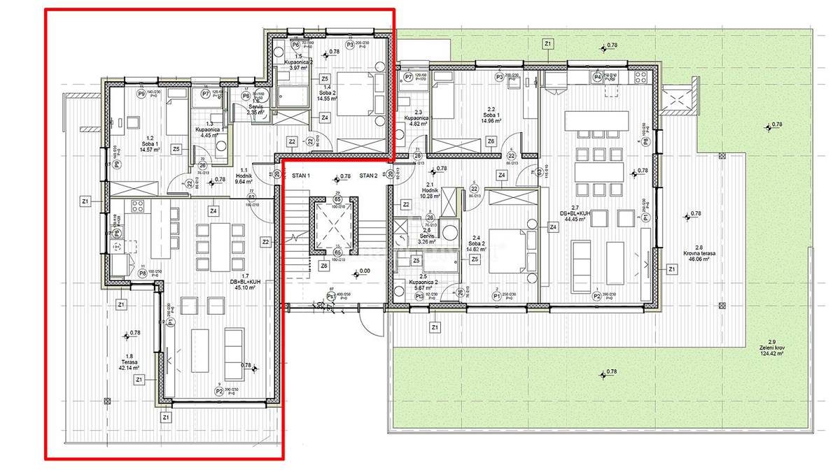 FIUME - BIVIO, lussuoso appartamento trilocale con piscina in un nuovo edificio