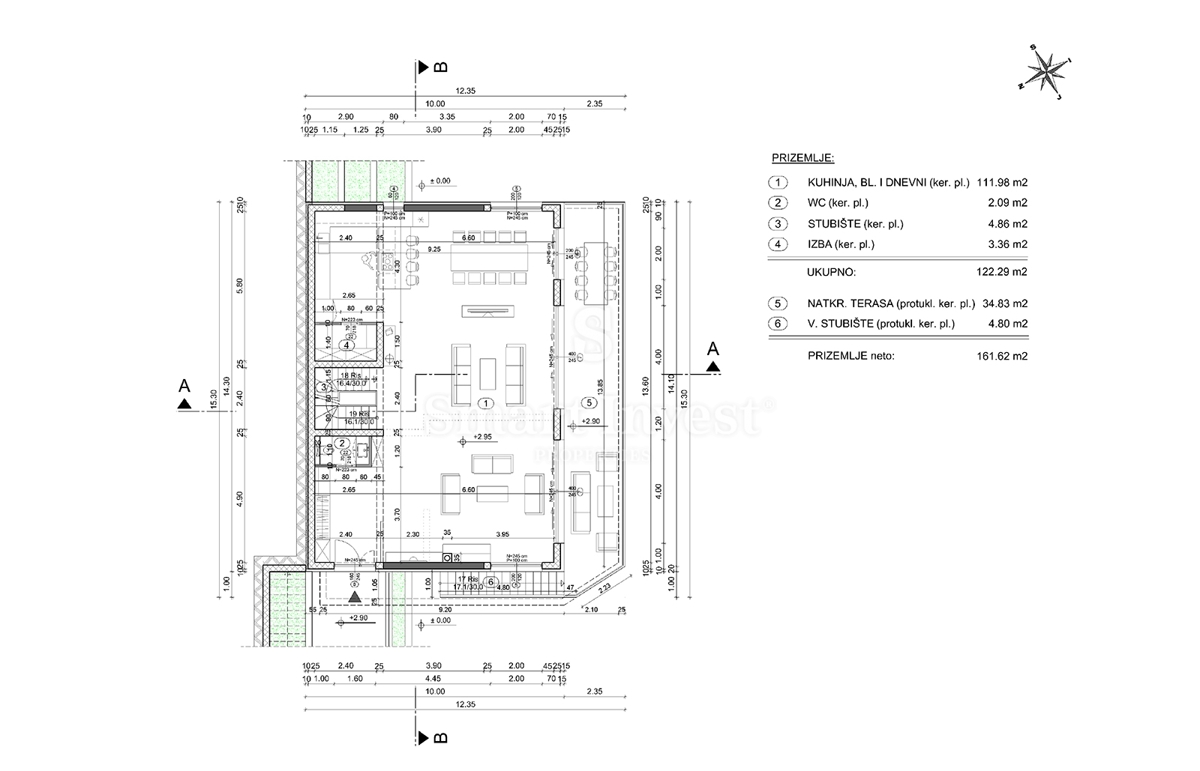 IČIĆI - POLJANE, terreno con permesso di costruzione per villa con piscina (A)