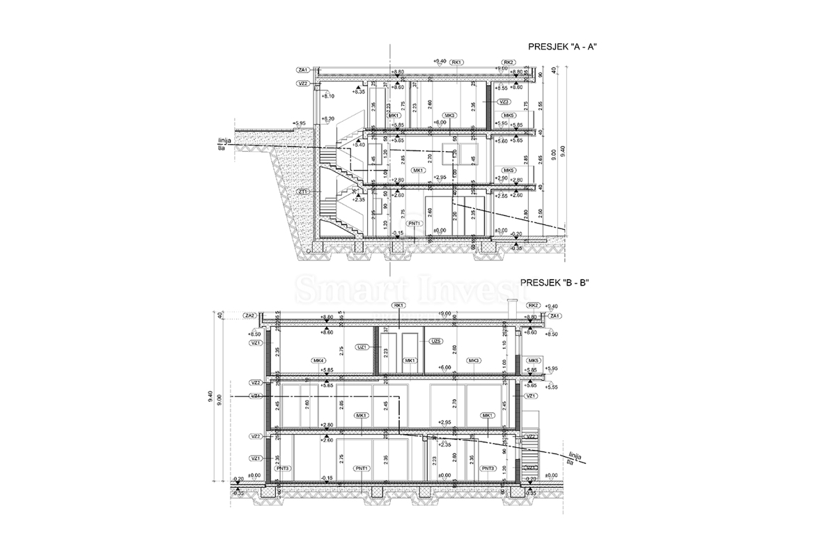 IČIĆI - POLJANE, terreno con permesso di costruzione per villa con piscina (A)