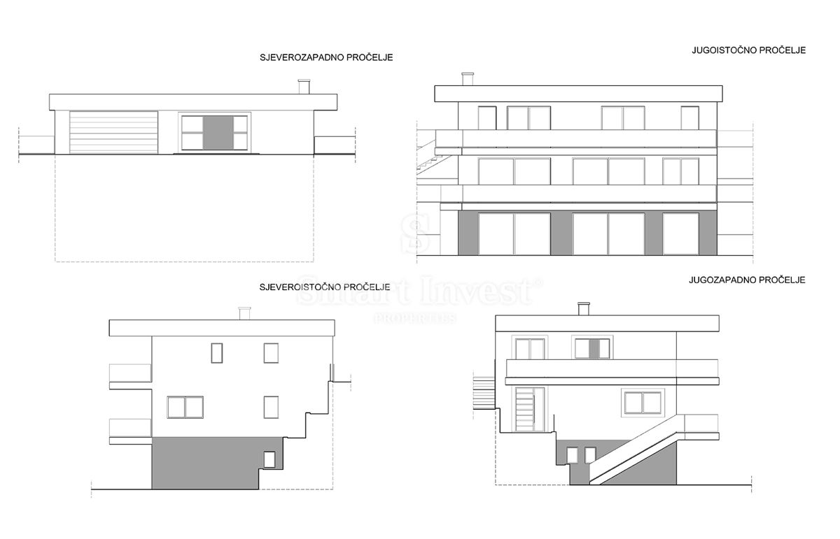 IČIĆI - POLJANE, terreno con permesso di costruzione per villa con piscina (A)