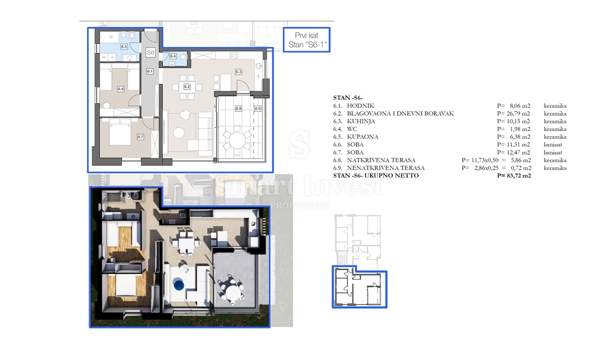 ISTRIA - LABIN, appartamento trilocale con terrazza in moderno edificio di nuova costruzione