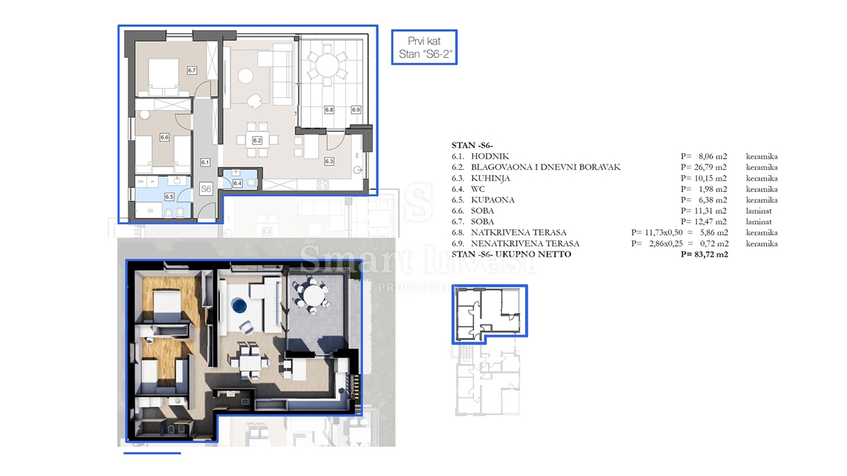 ISTRIA - LABIN, appartamento trilocale con terrazza in moderno edificio di nuova costruzione