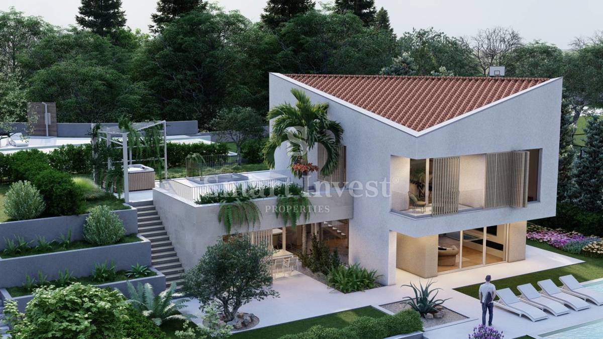 KRK - MALINSKA, villa moderna con piscina e vista mare