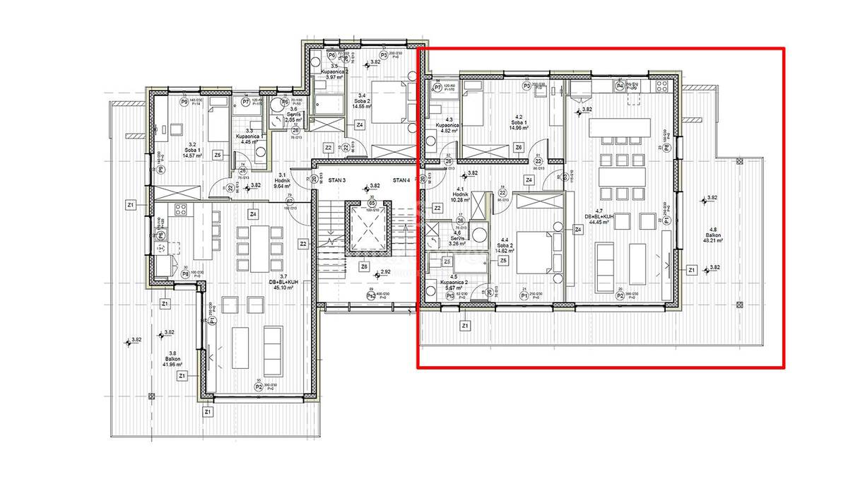 RIJEKA - BIVIO, lussuoso appartamento trilocale con vista mare in un nuovo edificio (S4)
