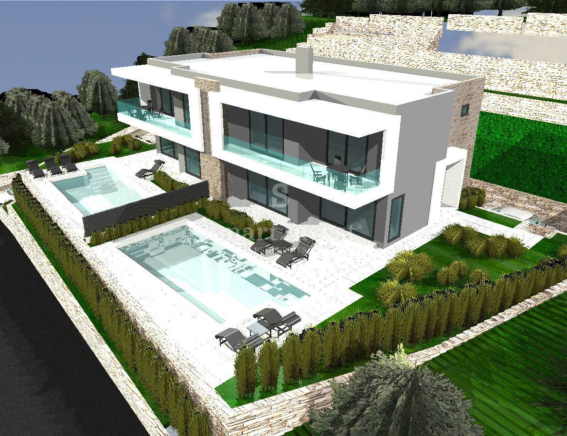 KOSTRENA, villa bifamiliare con piscina e vista mare, in costruzione