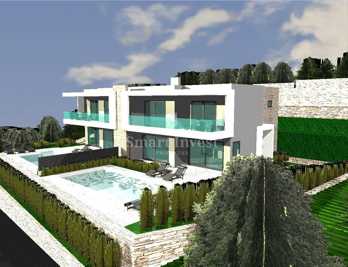 KOSTRENA, villa bifamiliare con piscina e vista mare, in costruzione