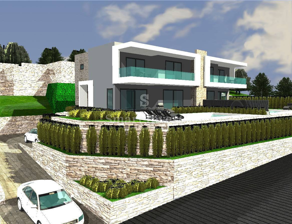 KOSTRENA, villa bifamiliare con piscina e vista mare, in costruzione