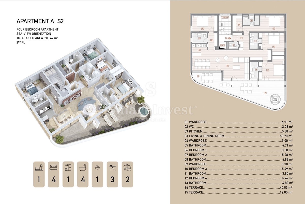 ABBAZIA - CENTRO, lussuoso appartamento con 4 camere da letto e vista mare