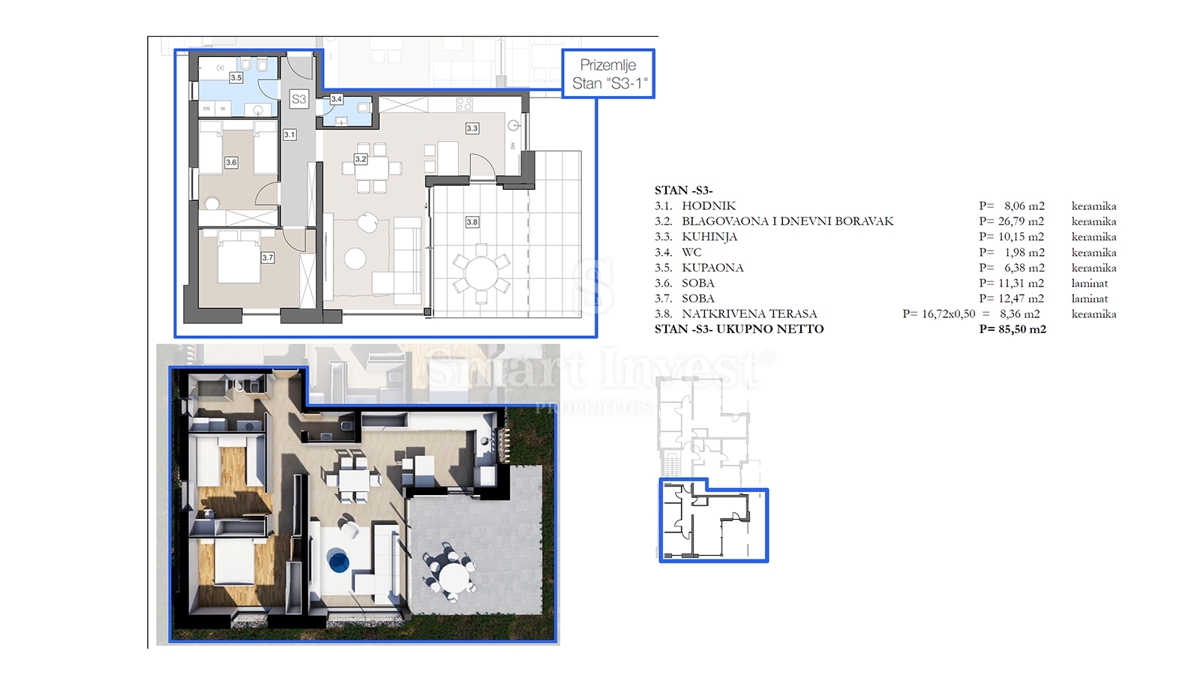ISTRIA - LABIN, appartamento trilocale con terrazza in moderno edificio di nuova costruzione