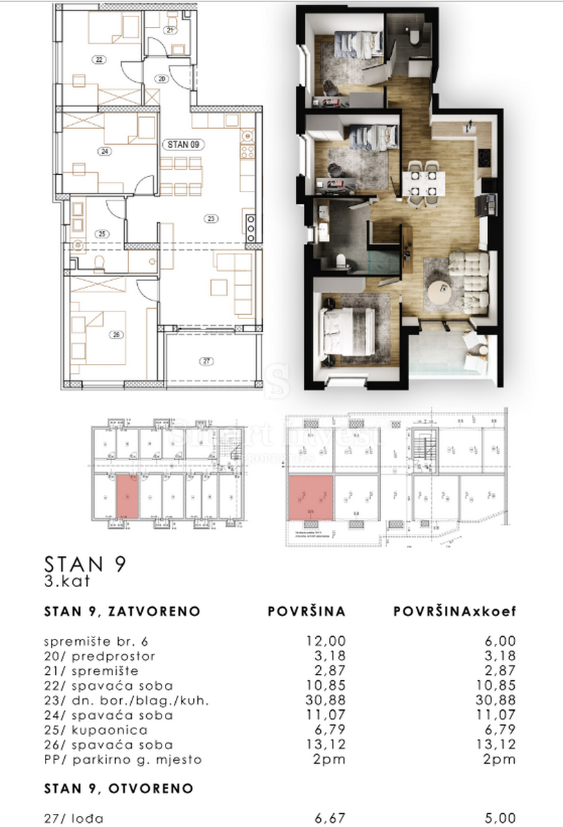 Appartamento Brestovice, Kastav, 98,08m2