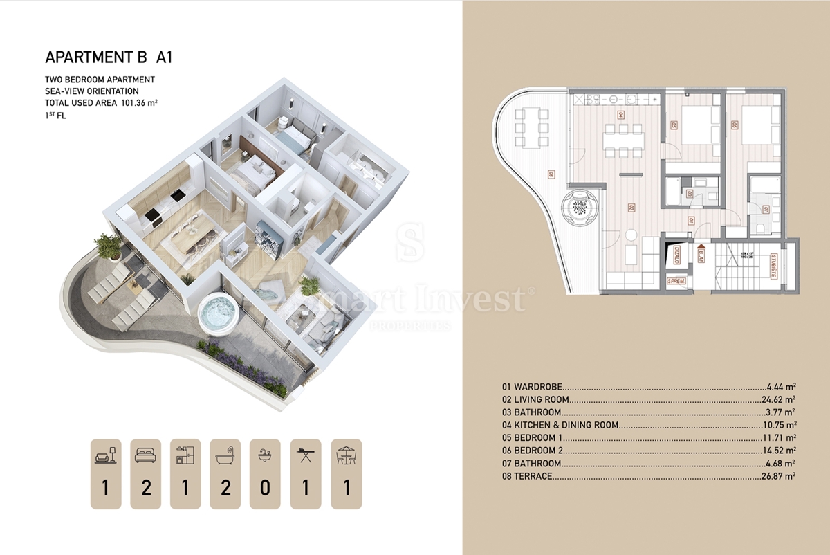 ABBAZIA - CENTRO, lussuoso appartamento trilocale con terrazza