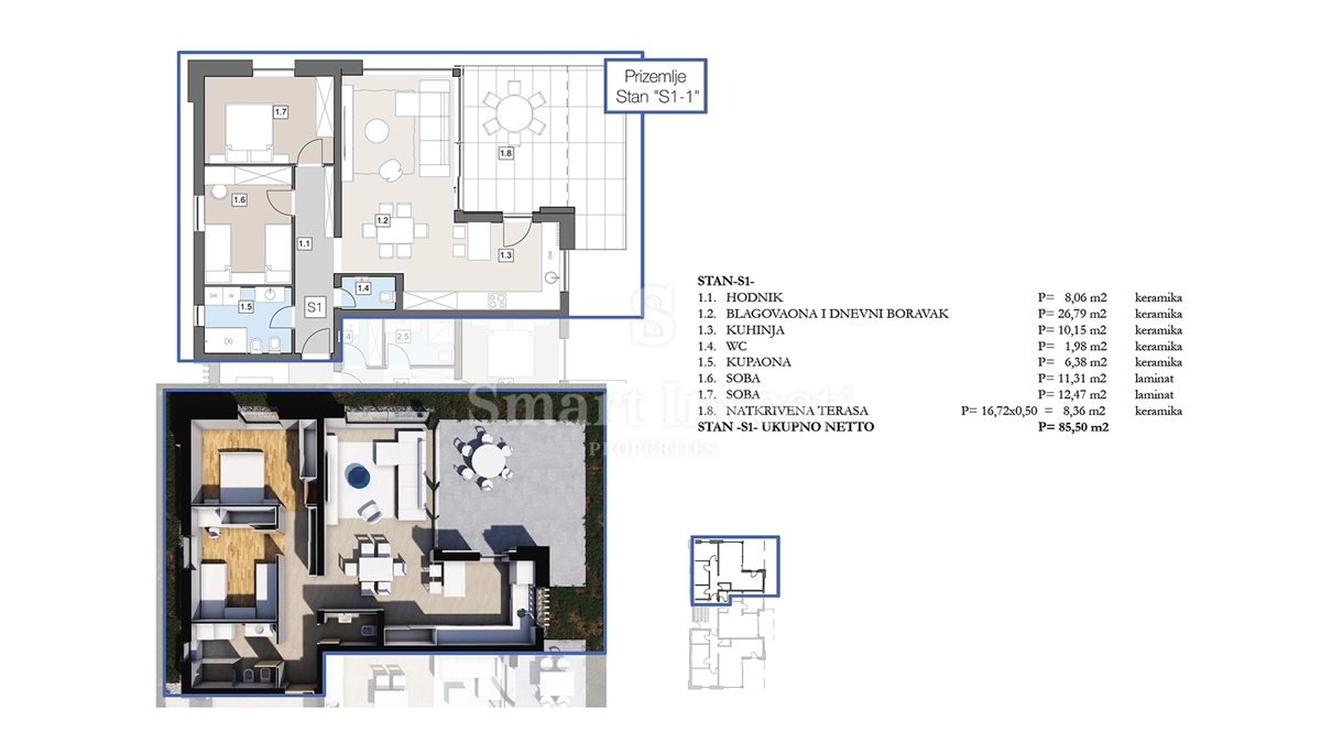 ISTRIA - LABIN, appartamento trilocale con terrazza in moderno edificio di nuova costruzione