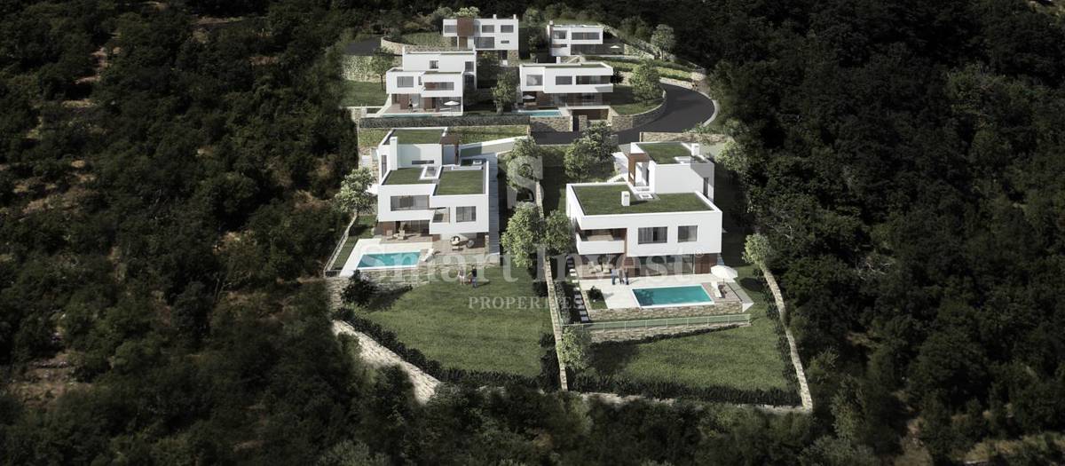 LOVRAN, Terreno edificabile con progetto per 6 ville con vista mare, in vendita