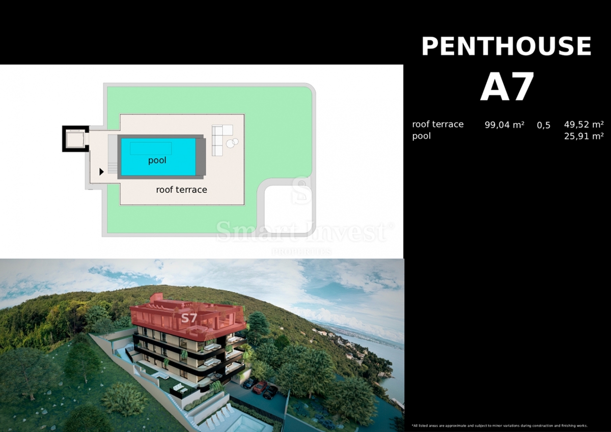 IČIĆI, attico con terrazza sul tetto e piscina privata