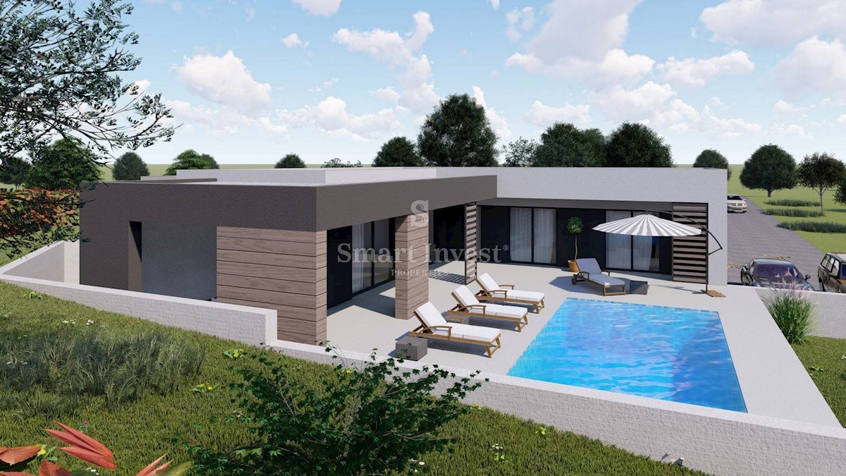 ISTRIA - LABIN, Modern house with pool, under construction, for sale