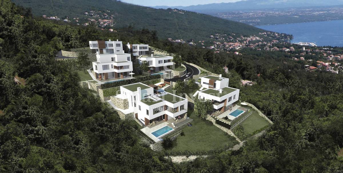 LOVRAN, Terreno edificabile con progetto per 6 ville con vista mare, in vendita