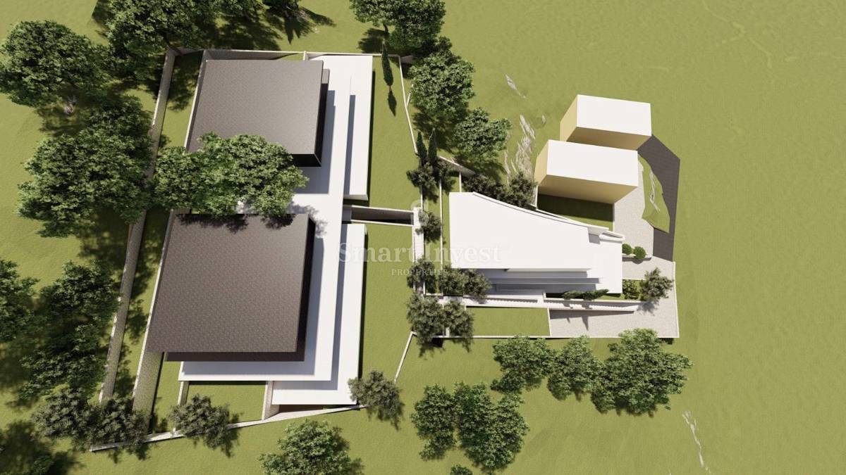 OPATIJA, terreno con ubicazione autorizzata per la costruzione di 3 ville con vista mare