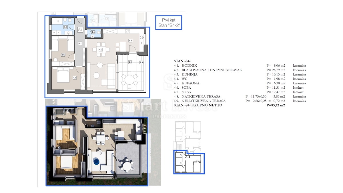 ISTRIA - LABIN, appartamento trilocale con terrazza in moderno edificio di nuova costruzione