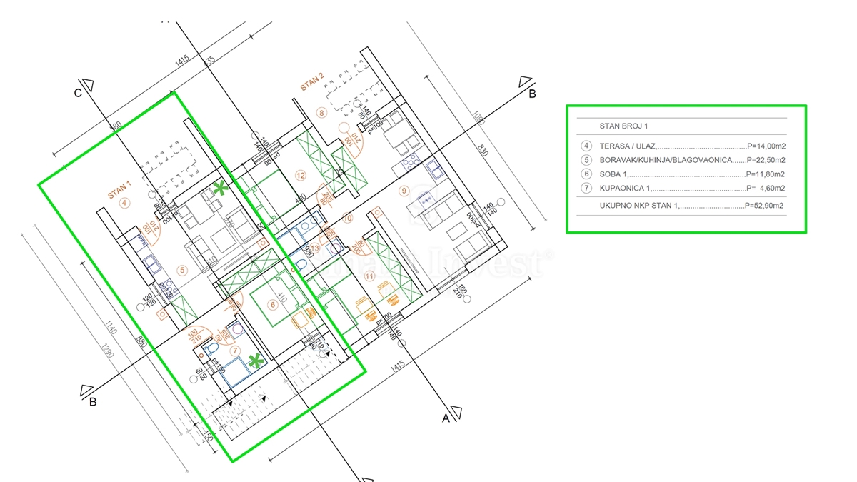 KASTAV, nuovo appartamento bilocale con garage e giardino