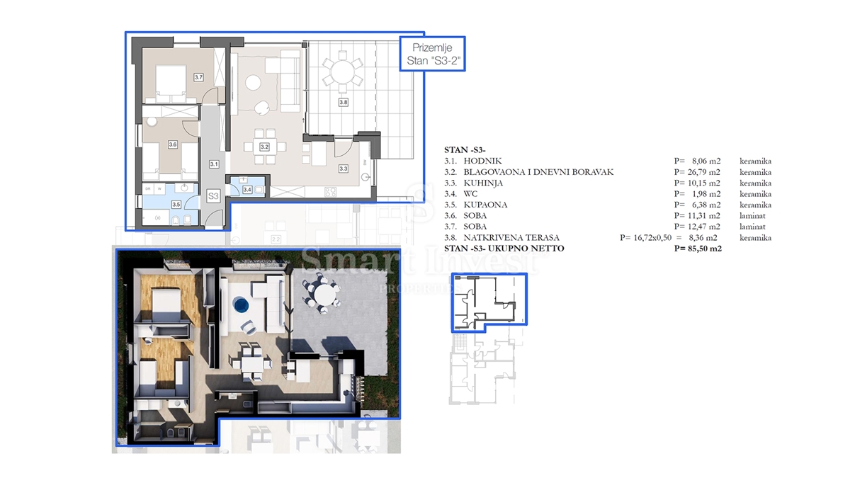 ISTRIA - LABIN, appartamento trilocale con terrazza in moderno edificio di nuova costruzione